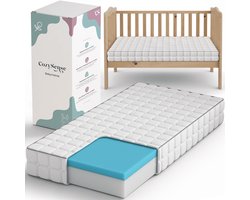 Cozysense Baby Matras 60x120 cm – Ledikant Matras – Babymatras met Afneembare Katoenen Hoes – Waterdicht, Hypoallergeen – CertiPUR en OEKO-TEX Gecertificeerd – Drukverlagend Traagschuim met Gel-infusie – Geschikt voor Baby’s en Peuters