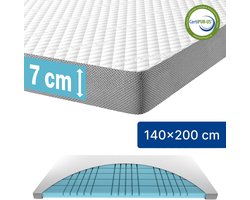 CozySense® CubeTech Topper Matras 140x200 cm - 7 cm Verkoelend Topmatras met 100+ Comfortblokjes voor Drukverlichting - Wasbare Hoes - CertiPUR-US® - Medium Hardheid