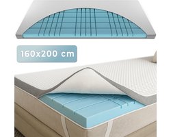 CozySense® CubeTech Topper - Topper Matras 160 x 200 - Topdekmatras - Topmatras - 100+ Ergonomische Comfort Cubes voor Optimale Steun & Drukverlichting - CertiPUR® Gecertificeerd - Medium Hard - 7 CM - Inclusief Wasbare Hoes