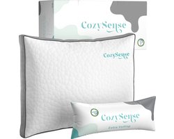 CozySense® Hoofdkussen - Hoofdkussen Traagschuim - Hoofdkussen Nekklachten - Pillow - Slaapkussen - Versnipperd Traagschuim - Verkoelende Technologie - Vulbaar - Incl. Extra 250g Schuim - Perfect voor Zij, Buik en Rug Slapers