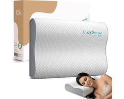CozySense® Hoofdkussen - Orthopedisch Pillow - Ergonomisch Kussen - Traagschuim Slaapkussen - Incl. Kussensloop & Draagtas – Stevige Hardheid - voor Zij, Buik en Rug Slapers
