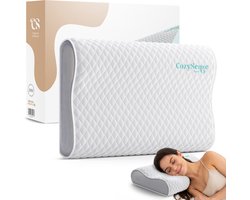 CozySense® Hoofdkussen - Orthopedisch Pillow - Ergonomisch Kussen - Traagschuim Tegen Nekklachten - Incl. Kussensloop & Draagtas - Medium Hardheid