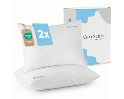 CozySense® Hoofdkussen - Set van 2 - 50x70 CM - Premium Slaapkussen - 100% Katoenen Tijk - Pillow - Ondersteunend Kussen voor Zij-, Buik- en Rugslapers