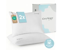 CozySense® Hoofdkussen - Set van 2 - 50x70 CM - Slaapkussen met Traagschuim - Aanpasbare Vulling & Afneembare 100% Katoenen Hoes - Pillow - Voor Zij-, Buik- en Rugslapers