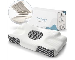 CozySense® Hoofdkussen - Verstelbaar Memory Foam Pillow - Traagschuim Slaapkussen - Zij- Rug & Buikslaper - 3-Lagensysteem - Orthopedisch Vlinderkussen - Bamboe Hoes