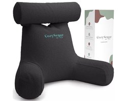 Cozysense® - Leeskussen - Leeskussen voor in Bed - Bookseat - Ergonomisch Zitkussen met Boucléstof - Boekkussen - Lees Kussen - Groot Formaat Steun voor Rug, Nek en Armen - Relax Kussen - Verstelbare Vulling - CertiPUR® - Afneembare Hoes - Grijs