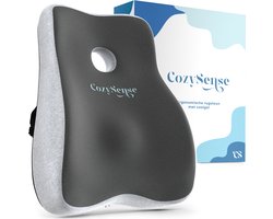 CozySense® Rugsteun - Rugkussen Onderrug - Verstelbaar - Lendekussen - Rugsteun Auto - Geschikt voor Bureaustoel, Auto, Bed, Bank - Ergonomisch - Met Coolgel & Wasbare Hoes