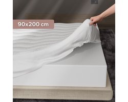 CozySense® Topper 90x200 - Topmatras - Topdekmatras - 3 Comfortlagen - Ademend Eierdoos Gel-Infused Traagschuim - 3 cm - 360° Hold Elastieken