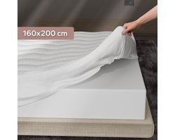 CozySense® - Topper Matras 160 x 200 - Topdekmatras - Topper – Topmatras – 3 Comfortlagen met Ademend Eierdoos Gel-Infused Traagschuim – Drukverlichting & Betere Nachtrust – 360° Hold Elastieken – CertiPUR® - 6 CM Dik