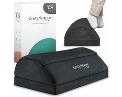 CozySense® Voetensteun Bureau - Ergonomisch Voetenbankje met 2 Hoogtes - Anti-Slip & Wasbare Sherpa Hoes - Voetenkussen voor Thuis & Kantoor - Zwart