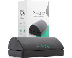 CozySense® Voetensteun Bureau - Ergonomische Voetenbankje - Geschikt voor Thuis of Kantoor - Voetenkussen - 2 Verstelbare Hoogtes - Anti-Slip - Hoes met Massage-functie - Wasbaar - Zwart