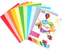 Craft Sensations Set van 100 Vellen Gekleurd Papier A4 21 x 29,7 cm – Knutselpapier en Vouwpapier voor Origami, Scrapbooking en Creatieve Projecten – 80 g/m², 10 Kleuren – Multicolor