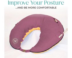 Crafteaze Maker's Pillow – Ergonomisch Haak- & Breikussen met Opbergvakken – Nek- en Armondersteuning – Paars/Oranje