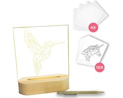 Crafts&Co DIY Grafeer Lamp - Gepersonaliseerd Cadeau - Nachtlampje - 4 Acrylplaten - 14,5cm x 14,5cm