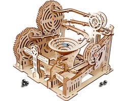 Crafts&Co Houten Bouwpakket Knikkerbaan met 10 Knikkers - 3D Puzzel met Handleiding - DIY - Miniatuur Modelbouw Hout Kinderen en Volwassenen - Houten Speelgoed - Montessori - Knutselen Jongens en Meisjes - 8, 9, 10, 11, 12, 13, 14, 15+ Jaar