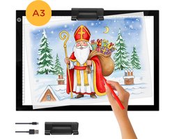 Crafts&Co Lightpad A3 voor Tekenen, Schetsen en Diamond Painting - Tekenbord A3 - DIY - Tekentablet - Lichtbak - Lichtplaat - Tekenspullen Professioneel - Educatief Montessori Speelgoed - Knutselspullen - Cadeau voor Meisjes en Jongens - Zwart