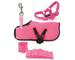 Crafty Ponies fleece SET ROZE deken, bandages, halster & halstertouw