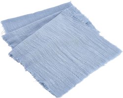 CRASPIRE Cotton Table Runners 182 x 30cm Long Sky Blue Rustic Slub Linen Table Cloth Machine Washable Farmhouse Durable Boho Dining Table Decoration for Home Living Room Kitchen Coffee Party
