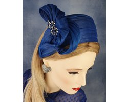 Creaciones Hoofdband Collectie – Hoofdband – Abaca-zijde blauw – Kristallen bloemen – Universele maat – Handgemaakt en Uniek