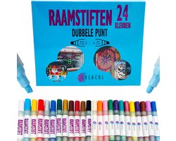 Creacol Raamstiften afwasbaar - 24 Stuks - Krijtstiften voor raam - Whiteboard Stiften -Glasstiften - Whiteboard Markers