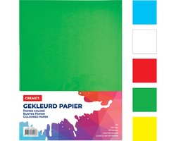 CREAKIT. Knutselpapier – Gekleurd Papier – Tekenpapier voor kinderen – 110 gram – A4 – 100 Vellen – Meerkleurig