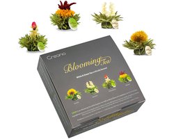Creano 4 theebloemen in luxe geschenkdoos - Teelini witte & groene thee in kopformaat