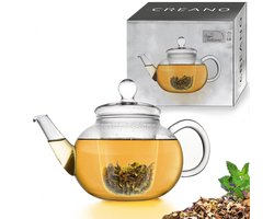Creano glazen theepot 0,8l - Glazen theepot mit glazen zeef en deksel - Ideaal voor het bereiden van losse thee - druppelvrij