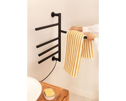 CREATE - Elektrisch handdoekenrek met 180º draaibare stan - Zwart - WARM TOWEL MINIMAL
