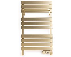 CREATE - Elektrische handdoekhouder 500W - Geborsteld goud - Zonder benen - Met legbord 3 spijlen - WARM TOWEL