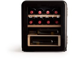 CREATE - Elektrische wijnkoeler in retrostijl voor 12 flessen met gebroken witte elektrische kurkentrekker - WINECOOLER RETRO