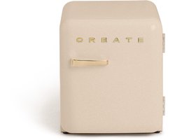 CREATE - Koelkast in retrostijl - Zand - Handvat Goud - FRIDGE RETRO 48L