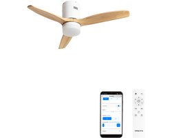 CREATE - Plafondventilator 40W silent 100% hout - S - Met licht - WIFI - WIND CALM NATURAL WOOD