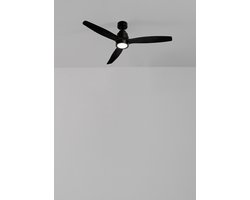 CREATE - Plafondventilator 40W silent 100% hout - Zwart - Ø112cm - Met licht - Afstandsbediening - WIND STYLANCE