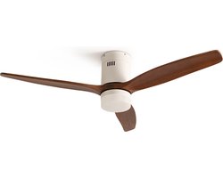 CREATE - Plafondventilator 40W silent Ø132 cm - Met Verlichting drie temperaturen - Met Afstandsbediening - 6 Snelheden - Timer - Zomer/Winter functie - Wit - WIND CALM
