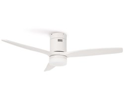 CREATE - Plafondventilator 40W silent Ø132 cm - Met Verlichting drie temperaturen - Met Wifi - Met Afstandsbediening - 6 Snelheden - Timer - Zomer/Winter functie - Wit - WIND CALM