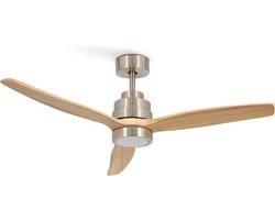 CREATE - Plafondventilator 40W silent Ø132 cm - Met Verlichting drie temperaturen - Met Wifi - Met Afstandsbediening - 6 Snelheden - Timer - Zomer/Winter functie - Níkkel - WIND STYLANCE