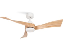 CREATE - Plafondventilator 40W silent Ø132 cm - Met Verlichting drie temperaturen - Met Wifi - Met Afstandsbediening - 6 Snelheden - Timer - Zomer/Winter functie - Wit - WIND CURVE