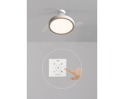 CREATE - Plafondventilator 40W stil met intrekbare bladen en LED-licht, verschillende maten - M - Met licht - Controller voor wandmontage - WIND CLEAR STUDIO
