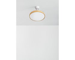 CREATE - Plafondventilator 40W stil met intrekbare bladen met licht - Ø91cm - Wit / Licht hout - Afstandsbediening - WIND CLEAR STUDIO