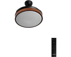 CREATE - Plafondventilator 40W stille intrekbare bladen Ø91cm met licht - Donker hout - Afstandsbediening - WIND CLEAR