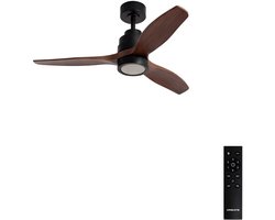 CREATE - Plafondventilator silent 100% hout 40W (Ø112cm) - Met licht LED - Afstandsbediening - 6 snelheden - Programmeerbaar - WIND STYLANCE NATURAL WOOD