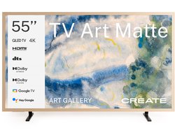 CREATE - QLED 4K 55" Smart TV met antireflectiescherm en kunstgalerij, Licht hout en donker hout framepakket - TV ART MATTE