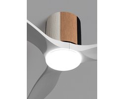 CREATE - Stille plafondventilator 100% hout 40W (Ø132cm) - Met licht LED - Afstandsbediening - 6 snelheden - Programmeerbaar - WIND CALM CUSTOM WOVEN