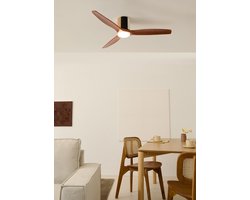 CREATE - Stille plafondventilator 100% hout 40W (Ø132cm) - Met licht LED - Afstandsbediening - 6 snelheden - Programmeerbaar - WIND CALM CUSTOM WOVEN