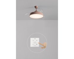 CREATE - Stille plafondventilator 40 W Ø107 cm met intrekbare bladen en LED-licht - M - Met licht - Controller voor wandmontage - WIND CLEAR CONTOUR
