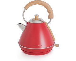 CREATE Waterkoker Retro - 1200 Watt - 1 Liter - RVS - BPA vrij - Elektrisch - Antikalk - Rood - Kettle Retro M