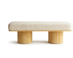 CreateEcom Bank - zitbank - bedbank - eettafelbank - Bank 122cm Breed - Met Fleece Bekleed Ottomaan - Met Massief Houten Poten - Voor Woonkamer, Slaapkamer & Hal, Draagvermogen Tot 150kg