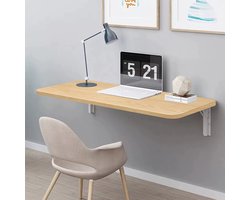 CreateEcom Opklapbare tafel - Klaptafel - Bureau - Vouwtafel - voor aan de muur - afgeronde hoeken - ruimtebesparend - 60×300cm - Hout
