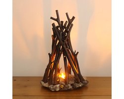 Creatief nachtlampje, minimalistische retrodecoratie, handgemaakte takvorm, brandend LED-kampvuur, 3D-bureaubladdecoratie, kerstdecoratie, warm licht (drie standen).