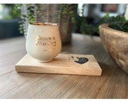 Creaties van Hier - Nieuwe woning - Kaarsen - Theelichthouder met Plankje - Glas - 9,4x8,9 cm